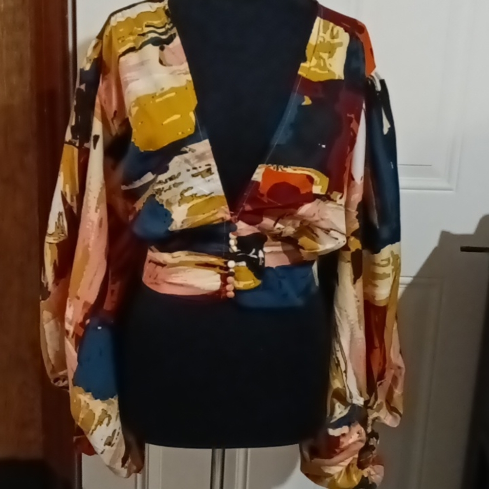 A multi color blouse.